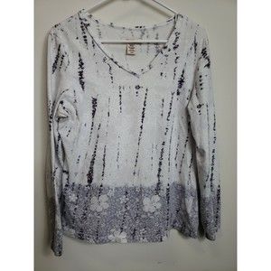 Covington Size XL  Gray floral V Neck Long Sleeve Cotton